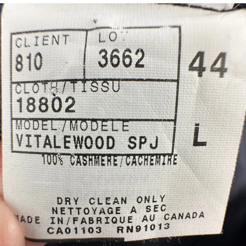 Valenza Cashmere Blazer Mens 44L Blue Made in‎ Canada Sport Coat Classic Lux